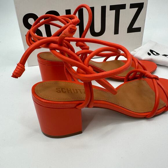 SCHUTZ Evereve New in Box Binky Mid Strappy Heel Sandal in Orange // 8 - Picture 3 of 11